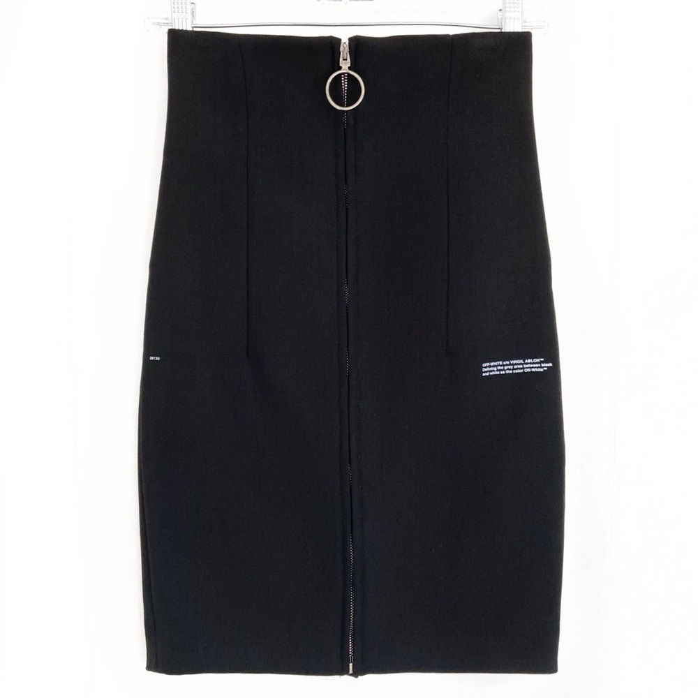 OFF-WHITE c/o Virgil Abloh High Waist Black Pencil Skirt w/ Full-Length Zipper